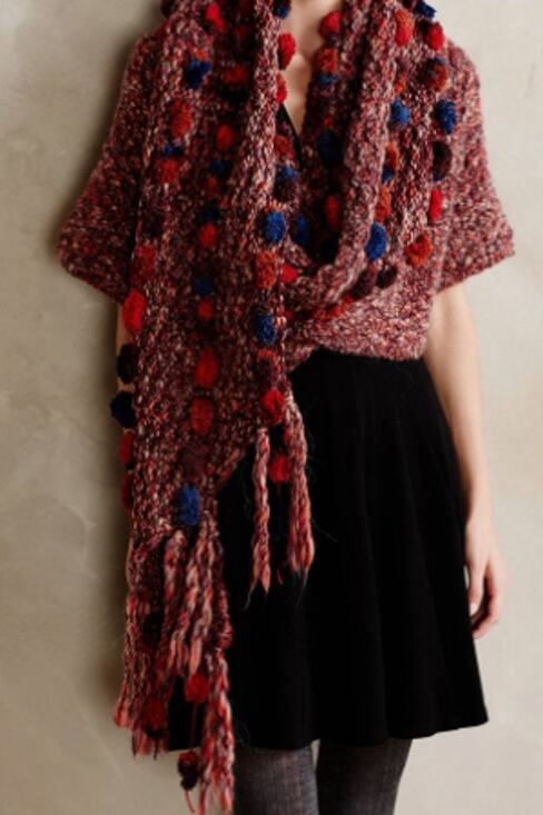 Anthropologie Accessories - Handknit by Dollie Cropped Handknit Pom Wrap Cardigan Size XS/S ANTHROPOLOGIE